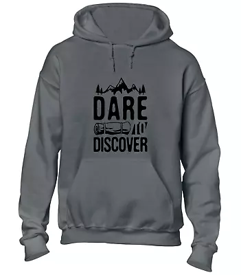 Dare To Discover Hoody Hoodie Cool Camping Camper Van Hiking Design Top Nature • £16.99