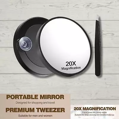 20x Magnifying Makeup Mirror Portable Makeup Mirror With 2 Suction Cups 3.5 Inch • $9.99