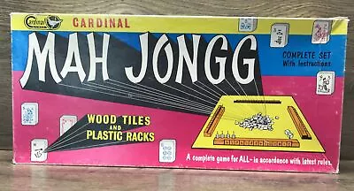 CARDINAL MAH JONGG # 140 Game 4 Racks 156 Wood Tiles 6 Rules & Scoring Only • $19.95