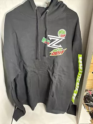 HOODIE SWEATSHIRT MTN DEW MOUNTAIN DEW Z Black MEN'S XL - NWOT • $24.98