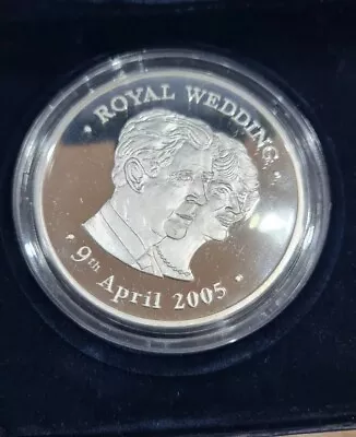 Fine Silver Proof Coin 5oz 2005 Royal Wedding Charles Camilla BOX + COA • £160