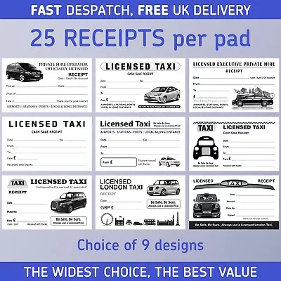 Blank Receipts Taxi / Minicab / Licensed Private Hire / Tickets ✔Pads Of 25 • £2.59