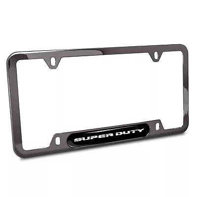 Ford Super-Duty Black Insert Gunmetal Chrome Stainless Steel License Plate Frame • $45.99