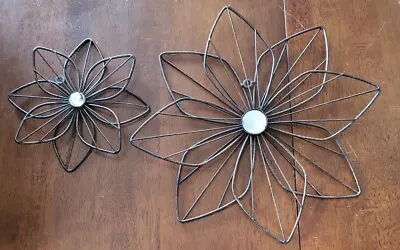 2) METAL WALL FLOWER Wire Hook With Diamond Centers 12  & 7  • $18.74