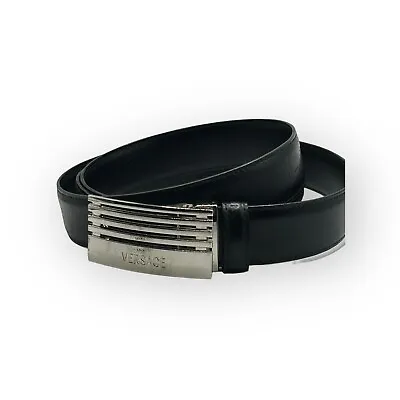 Versace Leather Belt With Silver Buckle - Rare Vintage • $68