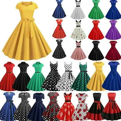 $25.09 • Buy Womens 50s 60s Rockabilly Pinup Hepburn Dress Cocktail Party Swing Skater Dress