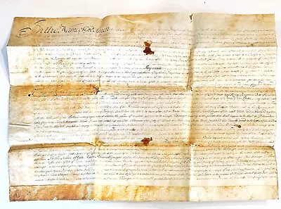 Rare 1687 Large Vellum Handwritten Indenture Manuscript Legal Document Old - A7 • $199.90