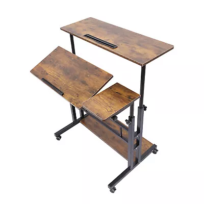 Mobile Desk Adjustable Laptop Desk With Wheels Home Office Table Laptop Cart  • $69.34