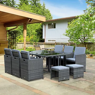 11pc Rattan Sofa Set Outdoor Patio Wicker Dining Furniture Cushioned Seat Table • $779.99