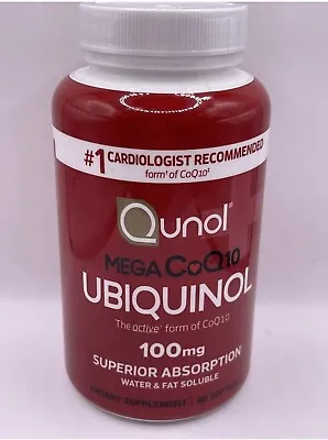 Qunol Mega Ubiquinol CoQ10 Softgels Supplement - 100 Mg - 60 Softgels Ex 07/2027 • $22
