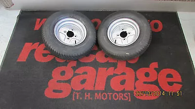 Pair Of 145/10 Wheels And Tyres 4 Inch PCD Fits Early Ifor Williams P6e Trailer • £129.99