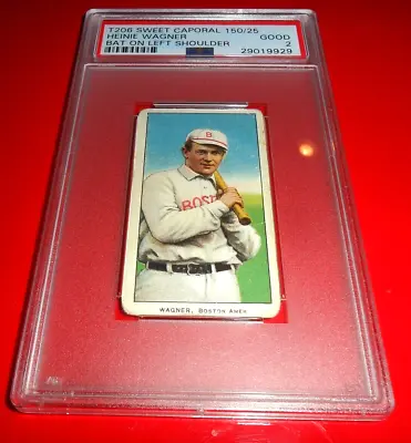 T206 HEINIE WAGNER Bat On Left Shoulder BOSTON RED SOX SWEET CAPORAL 150 PSA 2 • $189