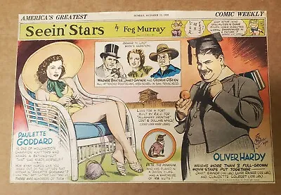 1939 Oliver Hardy Paulette Goddard   Seein' Stars By Feg Murray Comic Strip • £10.82