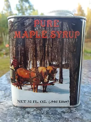 Vermont Maple Syrup Can 32 FL Oz With Horses & Sugar Shack New Old Stock  • $11