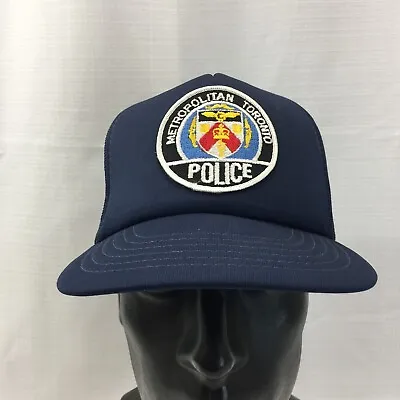 Vintage Toronto Canada Metropolitan Police Patch Hat Snapback Blue • $18