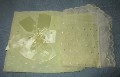Vintage Baby Infant Yellow & White Crib Bedding Blanket & Pillow Sham • $18