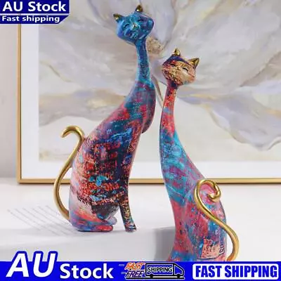 Graffiti Cat Sculpture Modern Couple Animal Ornaments Nordic Home Bedroom Decor • $22.83