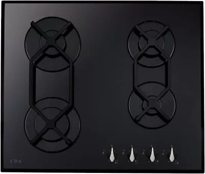 CDA HVG621BL 60cm Black Designer 4 Burner Gas On Glass Hob • £160