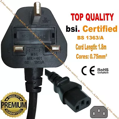 For Samsung PS42D51S Plasma TV UK Mains Power Cable Cord Lead 3 Pin • £10.89