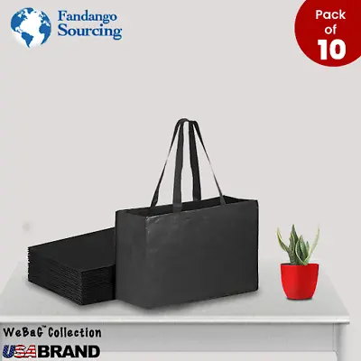 10 Black Shopping Tote Bags Eco Friendly Reusable Recyclable Gift Promo Tote Bag • $12.49