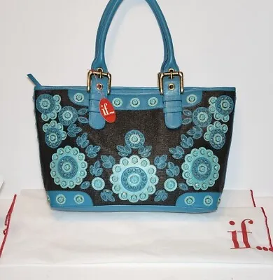 Isabella Fiore Set In Stone Tori Jewel Embellished Floral Applique Handbag $425 • $605.30