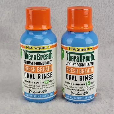 $13.99 • Buy TheraBreath Fresh Breath Oral Rinse Icy Mint Flavor 3 Fl Oz. Exp 7/2025 Lot Of 2