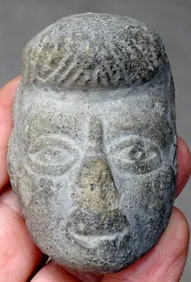Ancient CARVED STONE HEAD Relic Artifact PRE-COLUMBIAN SCULPTURE / Mayan Aztec • $174.95