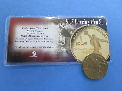 2005 Australia Unc $1 Dollar Coin The Dancing Man In Plastic Flip Unc • $5