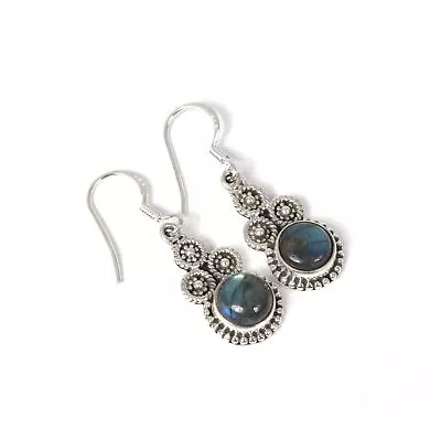$12.49 • Buy 925 Solid Sterling Silver Labradorite Hook Earring-1.2 Inch B666