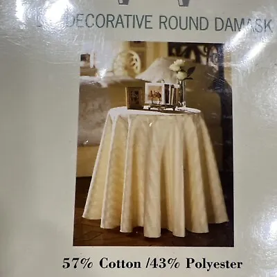 90” Round Tablecloth Damask Eggshell Ivory Formal Dining Cover Wamsutta • $18