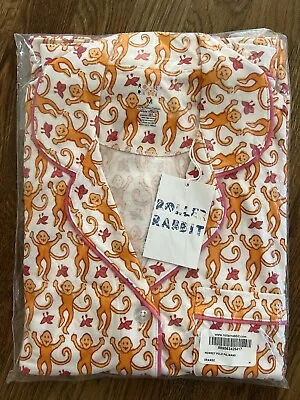 Roberta Roller Rabbit Orange Monkey Polo Pajamas Medium (sold Out Everywhere) • $220