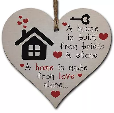 Handmade Wooden Hanging Heart Plaque Gift For New Home House Warming Moving • £3.49