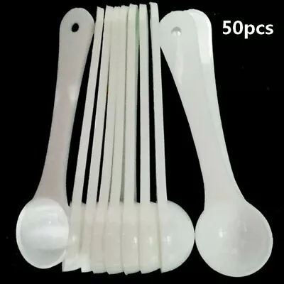 50pcs 1g White Plastic Measuring Spoon Gram Scoop Food Baking Medicine Powder • £7.31