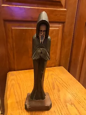 VINTAGE 12  Carved Wood Statue Wooden Monk/Priest Figure W/Bible  • $25