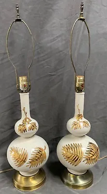 Pair Vintage Mid-Century Modern Eames Era Ceramic Table Lamps (A40) • $224.95