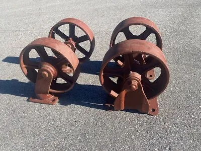 Antique Vintage NUTTING Industrial Factory Railroad Cart Wheels Set 8  X 2  • $249.99