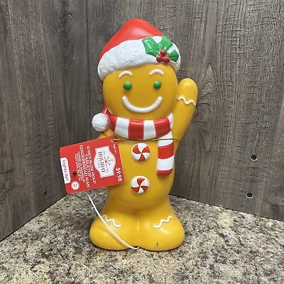 Holiday Time 11  Light Up Tabletop Christmas Blow Mold NWT Gingerbread Man • $18.99