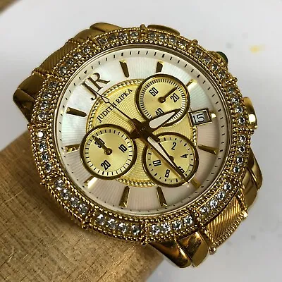 Judith Ripka Womens Gold Plated Chronograph Quartz Analog Watch • $69.95