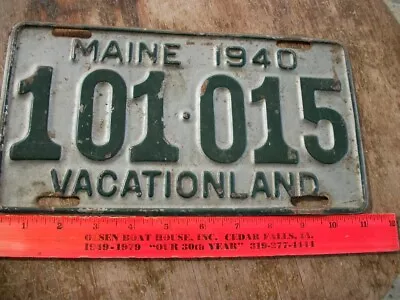 License Plate 1940  Maine 101-015 Low Number  Nice Condition Original • $17.99