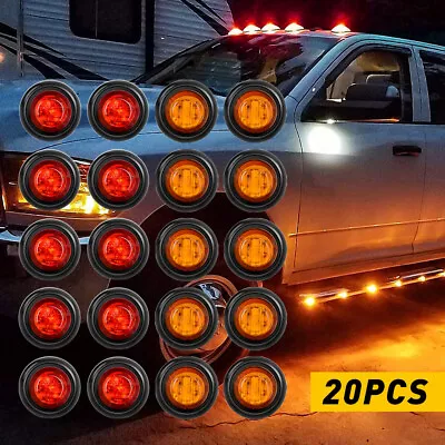 20x 0.75 Inch Amber Red Bullet Round LED Marker Side Lights For Trailer Truck RV • $16.98