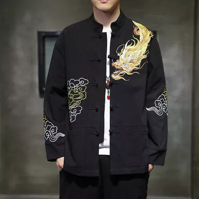 Chinese Style Embroidered Coat Mens Tang Suit Youth Standing Collar Retro Jacket • $63.19