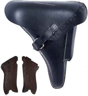 £46.91 • Buy German Original WW2 P08 Black Luger Holster With P08 Wooden Hand Grips (Combo)