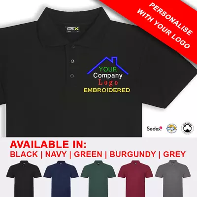 Custom Text/Logo Embroidered Polo Shirt Personalized With Your OWN LOGO XS - 4XL • $21.99