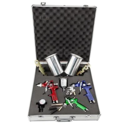 $68.99 • Buy Multi-function 3 HVLP Air Spray Gun Kit Auto Paint Car Primer Basecoat Clearcoat