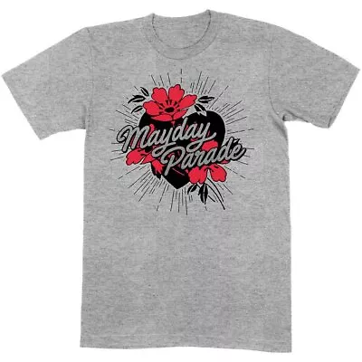 Mayday Parade Heart And Flowers T-Shirt Grey New • $23.28