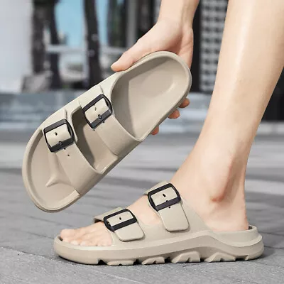 Summer Mens Womens Beach Shoes Sandals Casual Two Buckle Slipper Outdoor Shoes • £14.99