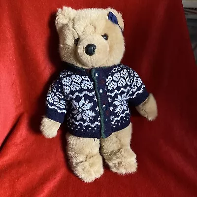  ELLIE BEAR Plush Brown Teddy Bear Stuffed Animal 13  Snowflake Sweater LLBean • $20