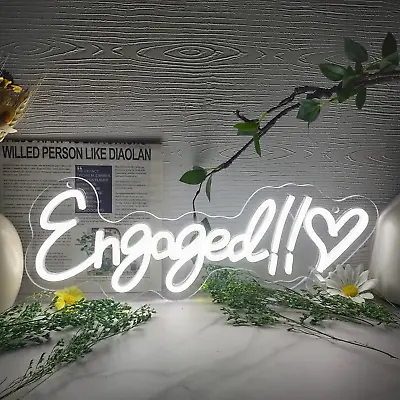 £19.67 • Buy LED Neon Sign 'Engaged' Custom Bespoke Lighting Wedding Engagement Sign Décor