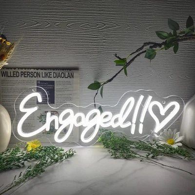 £19.67 • Buy LED Neon Sign 'Engaged' Custom Bespoke Lighting Wedding Engagement Sign Décor