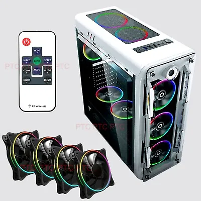 $138 • Buy White Gaming Tower Case GX Optical ATX/mATX/ITX Computer PC Case 4x RBG Fan 